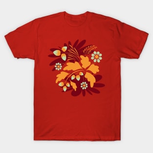 Folk floral art print  Flowers abstract art  poster T-Shirt